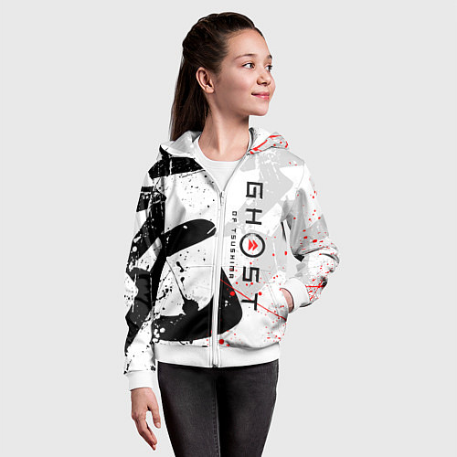 Детская толстовка на молнии GHOST OF TSUSHIMA ПРИЗРАК ЦУСИМЫ БЕЛЫЙ / 3D-Белый – фото 4