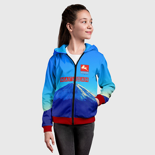Детская толстовка на молнии Магадан герб / 3D-Красный – фото 4