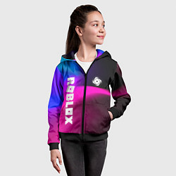 Толстовка на молнии детская Роблокс лого х эмблема, цвет: 3D-черный — фото 2