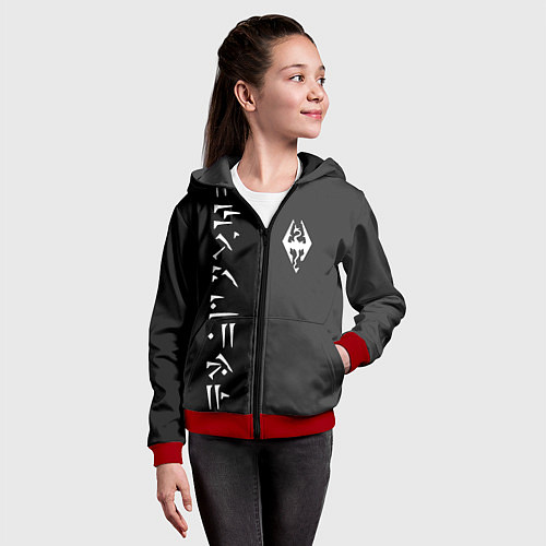 Детская толстовка на молнии THE ELDER SCROLLS SKYRIM FUS RO DAH / 3D-Красный – фото 4