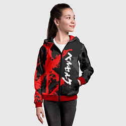 Толстовка на молнии детская БЕРСЕРК КРАСНОЕ КЛЕЙМО ИЕРОЛГИФЫ, цвет: 3D-красный — фото 2