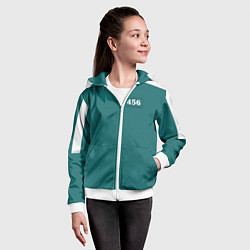 Толстовка на молнии детская Как в игре в кальмара Куртка бирюзовая, цвет: 3D-белый — фото 2