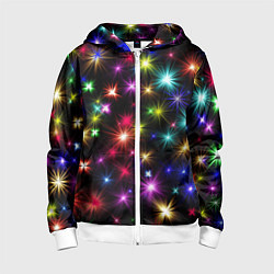 Толстовка на молнии детская ПРАЗДНИЧНЫЕ ОГОНЬКИ, цвет: 3D-белый