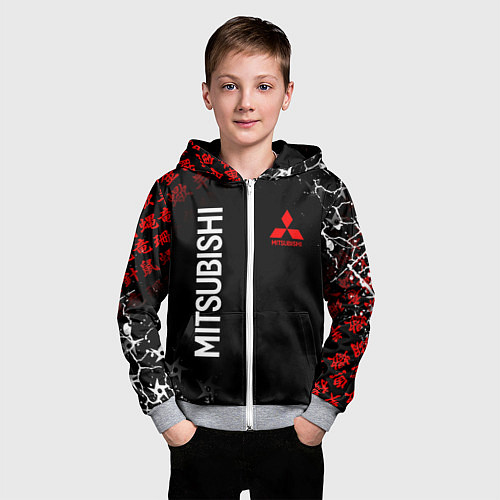 Детская толстовка на молнии MITSUBISHI SAMURAI JAPAN STYLE ИЕРОГЛИФЫ / 3D-Меланж – фото 3