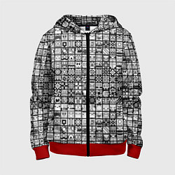 Толстовка на молнии детская Geometry Dash: BW Pattern, цвет: 3D-красный