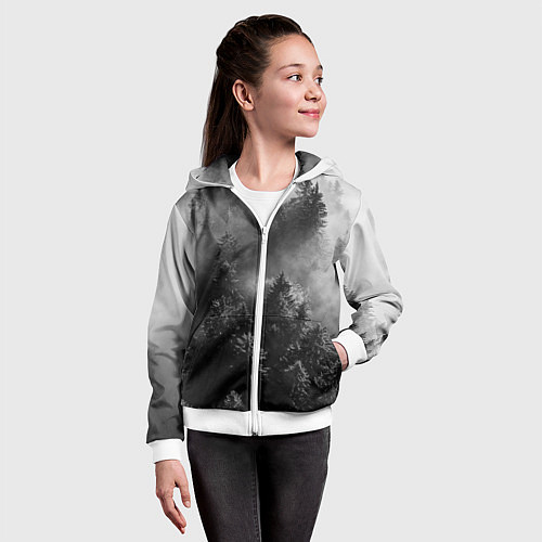 Детская толстовка на молнии МРАЧНЫЙ ЛЕС FOREST / 3D-Белый – фото 4