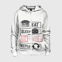 Толстовка на молнии детская Roblox repeat, цвет: 3D-белый