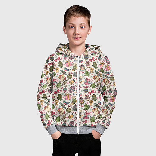 Детская толстовка на молнии Christmas Background / 3D-Меланж – фото 3