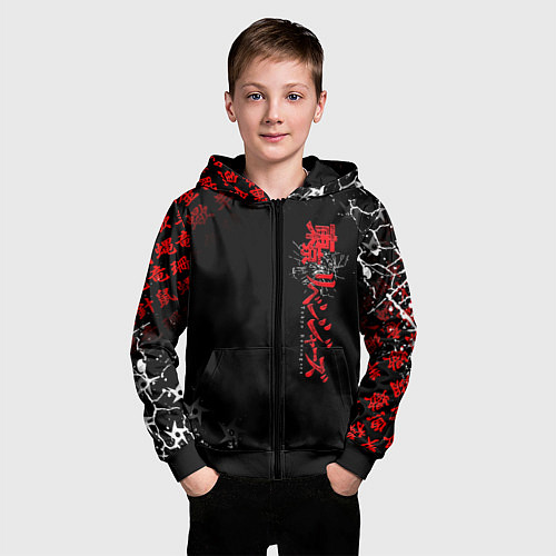 Детская толстовка на молнии TOKYO REVENGERS RED STYLE TEAM / 3D-Черный – фото 3