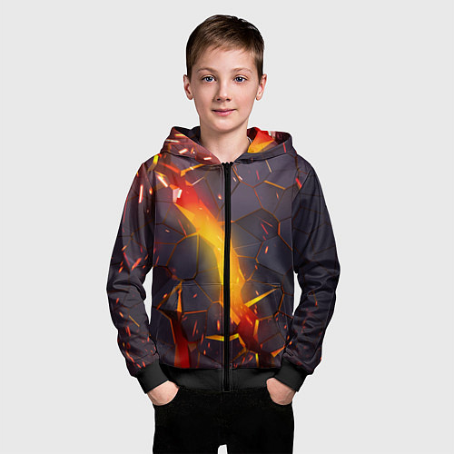 Детская толстовка на молнии ТРЕХМЕРНЫЕ ИСКРЫ 3D ПЛИТЫ 3D ИСКРЫ / 3D-Черный – фото 3