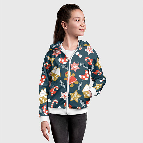 Детская толстовка на молнии Merry Christmas!!! / 3D-Белый – фото 4