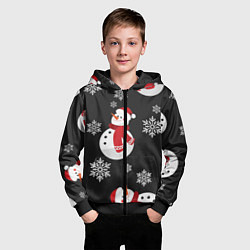 Толстовка на молнии детская Снеговик!, цвет: 3D-черный — фото 2