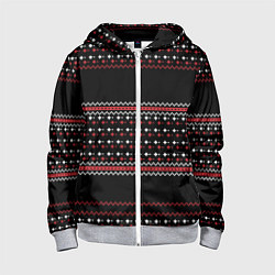 Толстовка на молнии детская НОВОГОДНИЙ ПАТТЕРН SWEATER, цвет: 3D-меланж
