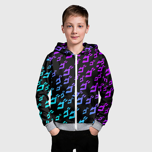 Детская толстовка на молнии JOJOS BIZARRE ADVENTURE NEON PATTERN НЕОН УЗОР / 3D-Меланж – фото 3