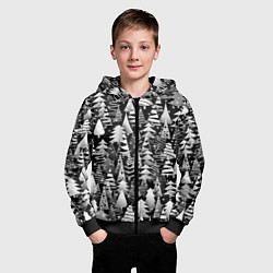 Толстовка на молнии детская Лес абстрактных ёлок, цвет: 3D-черный — фото 2
