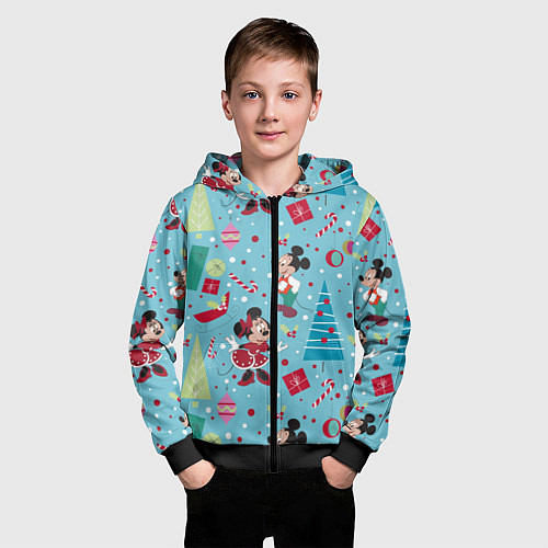 Детская толстовка на молнии Mickey and Minnie pattern / 3D-Черный – фото 3