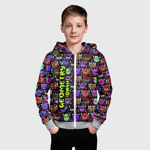 Детская толстовка на молнии Geometry Dash: Heroes / 3D-Меланж – фото 3