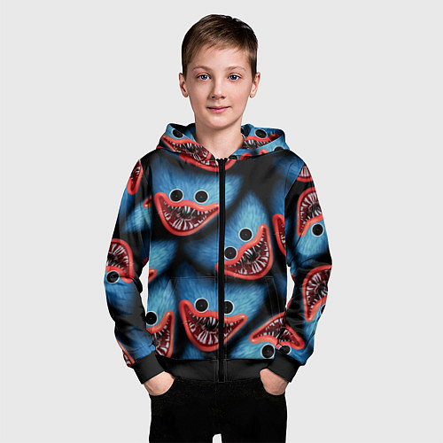 Детская толстовка на молнии POPPY PLAYTIME ХАГИ ВАГИ ЛИЦО МОНСТРА / 3D-Черный – фото 3