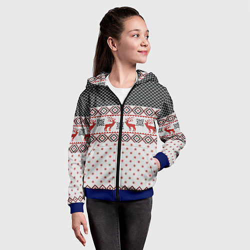 Детская толстовка на молнии НОВОГОДНИЙ УЗОР / 3D-Синий – фото 4