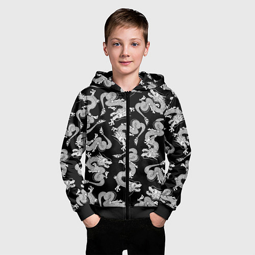Детская толстовка на молнии Драконыdragon / 3D-Черный – фото 3