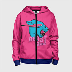 Толстовка на молнии детская Mr Beast Gaming Full Print Pink edition, цвет: 3D-синий