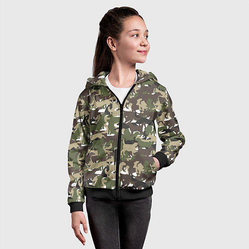 Детская толстовка на молнии Камуфляж из Собак Camouflage / 3D-Черный – фото 4