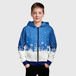 Толстовка на молнии детская Снежинки - С Новым Годом, цвет: 3D-синий — фото 2
