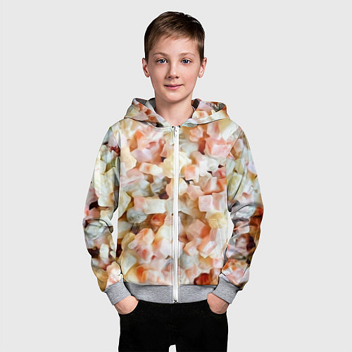 Детская толстовка на молнии Салат Оливье Новогодняя Оливьешка / 3D-Меланж – фото 3