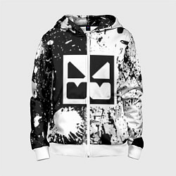 Толстовка на молнии детская GEOMETRY DASH BLACK & WHITE SMILE, цвет: 3D-белый