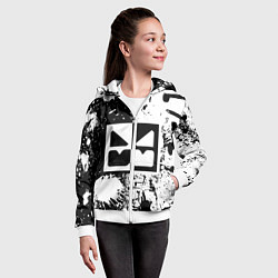 Толстовка на молнии детская GEOMETRY DASH BLACK & WHITE SMILE, цвет: 3D-белый — фото 2