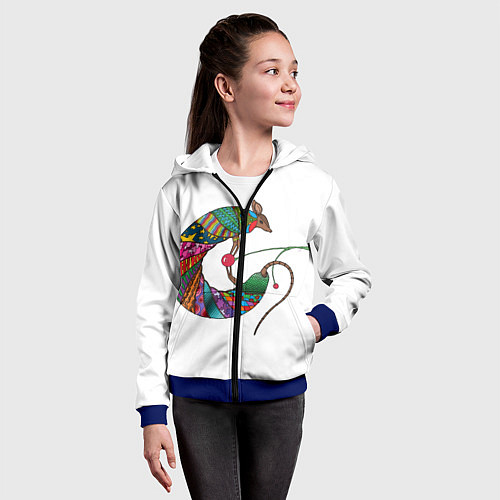 Детская толстовка на молнии Броненосец / 3D-Синий – фото 4