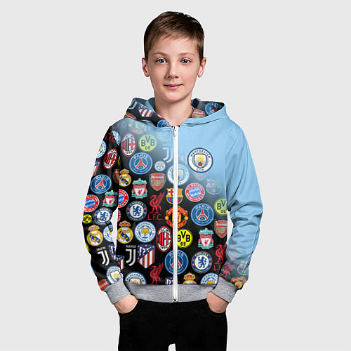 Детская толстовка на молнии МАНЧЕСТЕР СИТИ MANCHESTER CITY / 3D-Меланж – фото 3