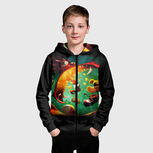 Детская толстовка на молнии Rayman Legend / 3D-Черный – фото 3