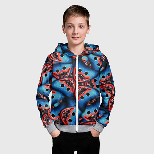 Детская толстовка на молнии ЛИЦО ХАГИ ВАГИ, POPPY PLAYTIME / 3D-Меланж – фото 3