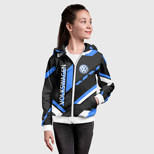 Детская толстовка на молнии VOLKSWAGEN GEOMETRY SPORT / 3D-Белый – фото 4