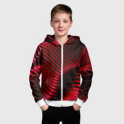 Толстовка на молнии детская Волны красного металла, цвет: 3D-белый — фото 2