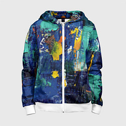 Толстовка на молнии детская КРАСКА PAINT, цвет: 3D-белый