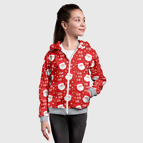 Детская толстовка на молнии САНТА КЛАУС НОВЫЙ ГОД / 3D-Меланж – фото 4
