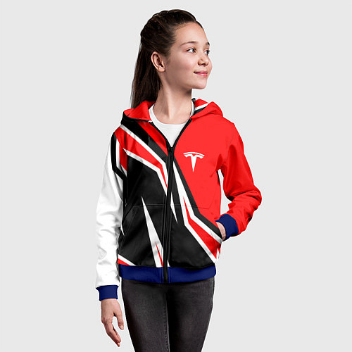 Детская толстовка на молнии TESLA MOTORS RED LINE ТЕСЛА / 3D-Синий – фото 4