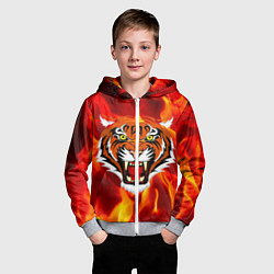 Толстовка на молнии детская Fire Tiger Face 2022, цвет: 3D-меланж — фото 2