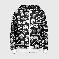 Толстовка на молнии детская UNDERTALE PATTERN БЕЛЫЙ, цвет: 3D-белый