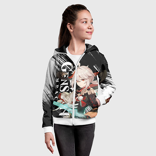 Детская толстовка на молнии КАДЗУХА АНЕМО KAZUHA / 3D-Белый – фото 4