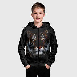 Толстовка на молнии детская Тигр в Темноте Глаза Зверя, цвет: 3D-черный — фото 2