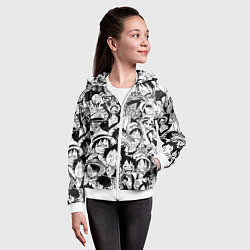 Толстовка на молнии детская МАНКИ Д ЛУФФИ ЧЁРНО БЕЛЫЙ, цвет: 3D-белый — фото 2