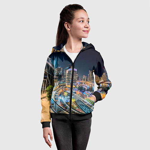 Детская толстовка на молнии Дубай Марина / 3D-Черный – фото 4