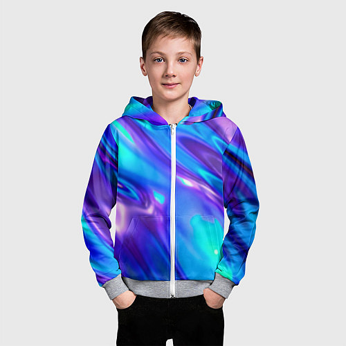 Детская толстовка на молнии Neon Holographic / 3D-Меланж – фото 3