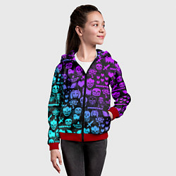 Толстовка на молнии детская UNDERTALE NEON PATTERN УЗОР, цвет: 3D-красный — фото 2