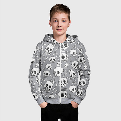 Детская толстовка на молнии Skulls & bones / 3D-Меланж – фото 3