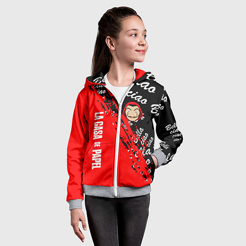 Детская толстовка на молнии La Casa de Papel bum bum ciao / 3D-Меланж – фото 4