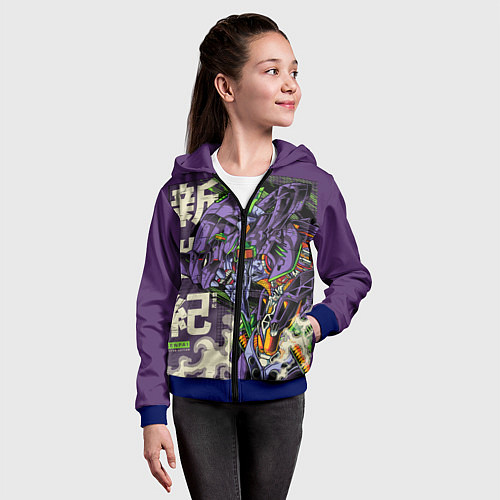 Детская толстовка на молнии Evangelion Eva-01 / 3D-Синий – фото 4